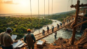 Proses Pembangunan Jembatan Gantung